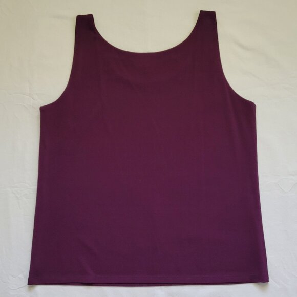 EILEEN FISHER 100% Silk Purple Scoop Neck Lined Tank Top Size M - Picture 8 of 9
